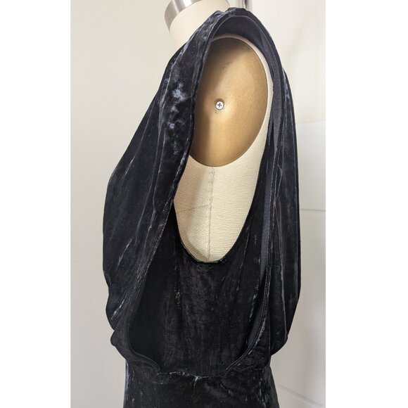 BCBGMAXAZRIA Black Crushed Velvet Evening Long Gown Size S - Picture 5 of 10